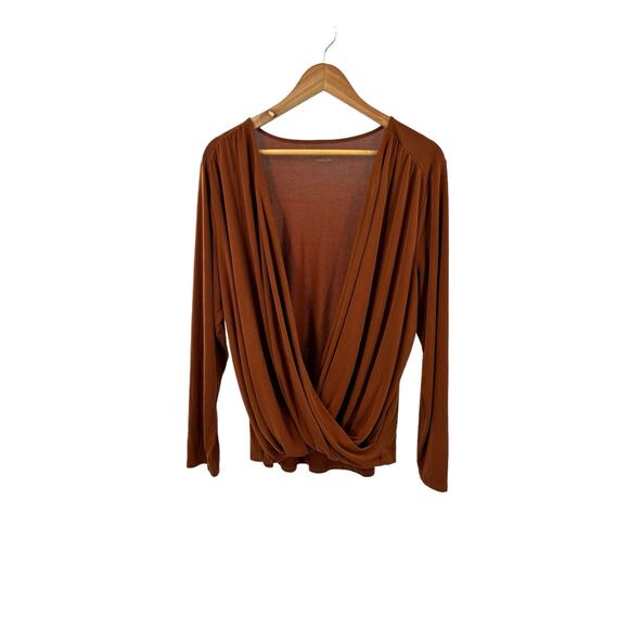 Ava & Viv Brown Wrap‎ dressy top Blouse women’s Size 1x - Picture 1 of 10